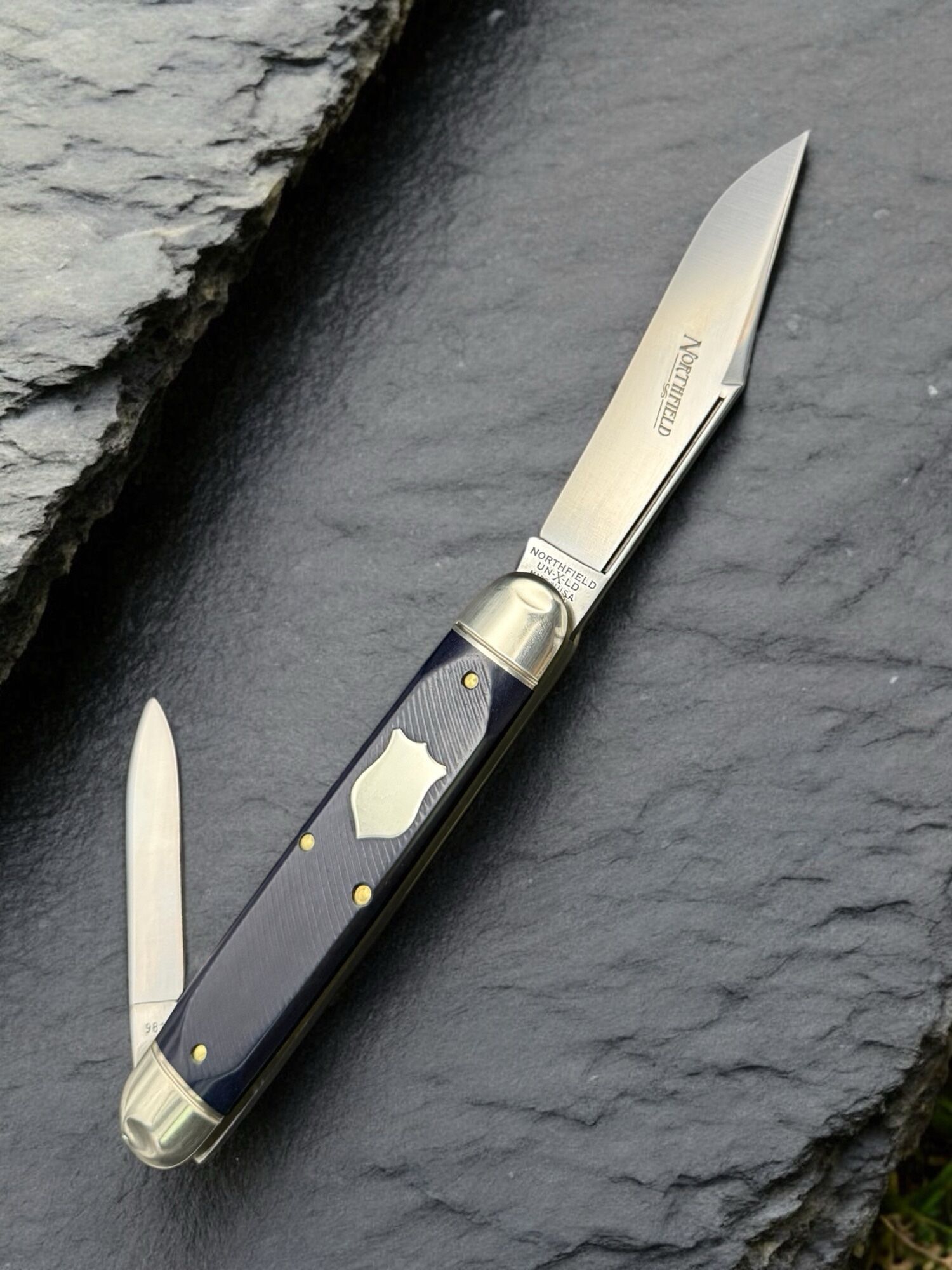 Great Eastern Cutlery GEC #981226 NF - Carbon Steel Texas Stogie Blue Sawcut Richlite SATIN – Bild 2