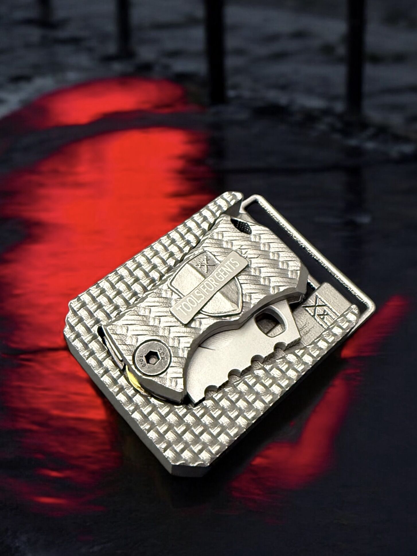 Midgards-Messer | Shorty LEGACY EDITION | 3D Titan printed Slipjoint "doppelter crane force" D2 satiniert, mit passender Gürtelschnalle – Bild 4