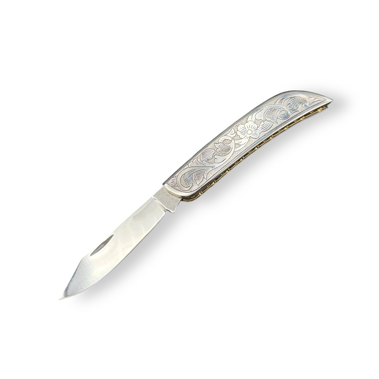 TFG | MASTER ENGRAVE SILVER | Handmade - N690 Semi Mirror Polish - Handgravierter Messinggriff, verchromt