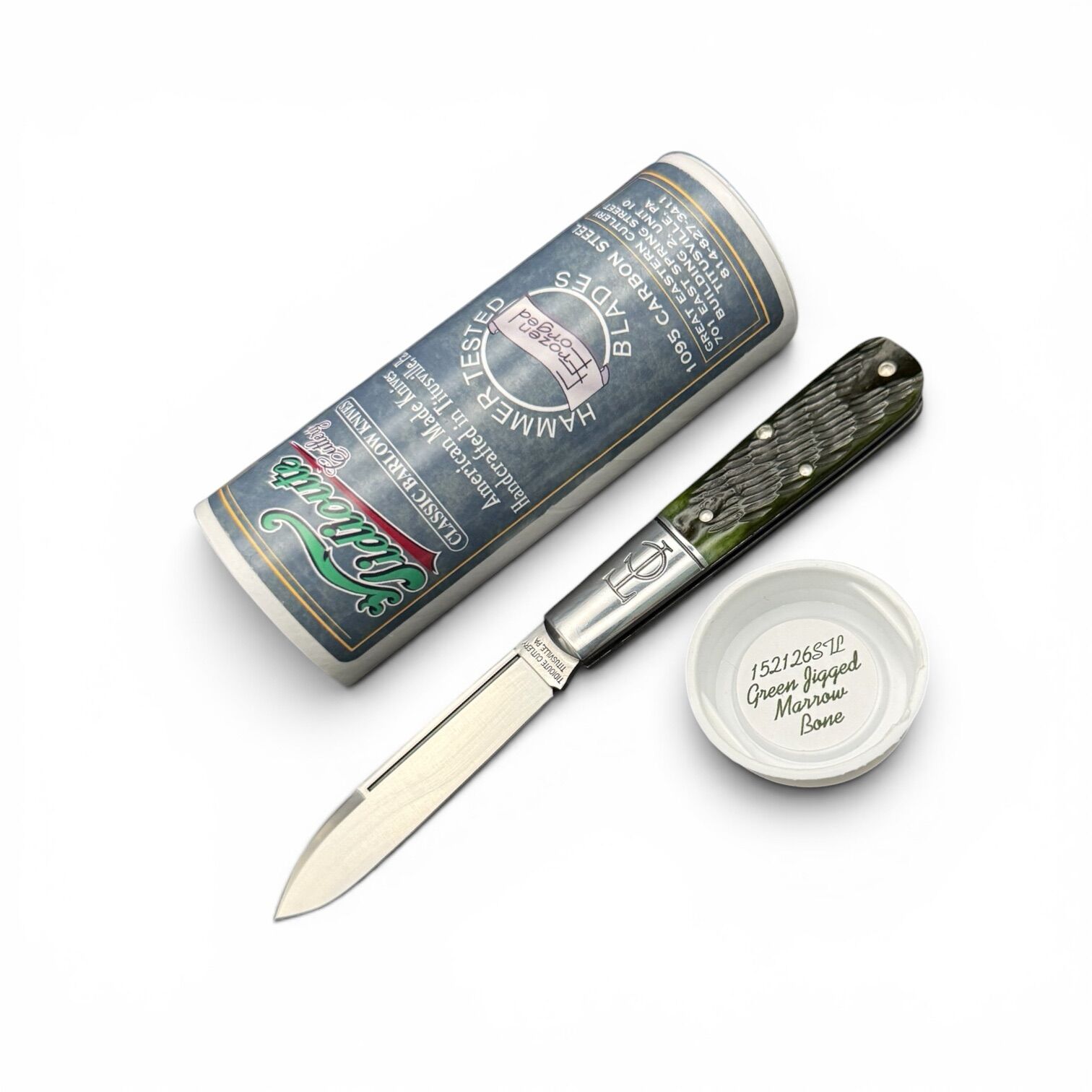 Great Eastern Cutlery GEC #152126STL - Tidioute Cutlery 1095 Carbon Steel Barlow Green Jigged Marrow Bone