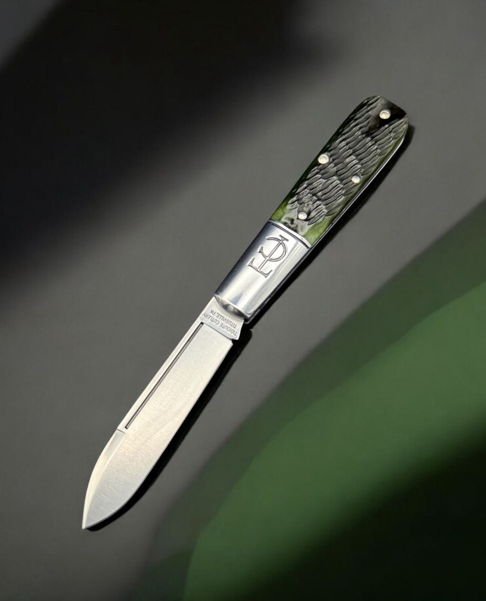 Great Eastern Cutlery GEC #152126STL - Tidioute Cutlery 1095 Carbon Steel Barlow Green Jigged Marrow Bone - Image 3