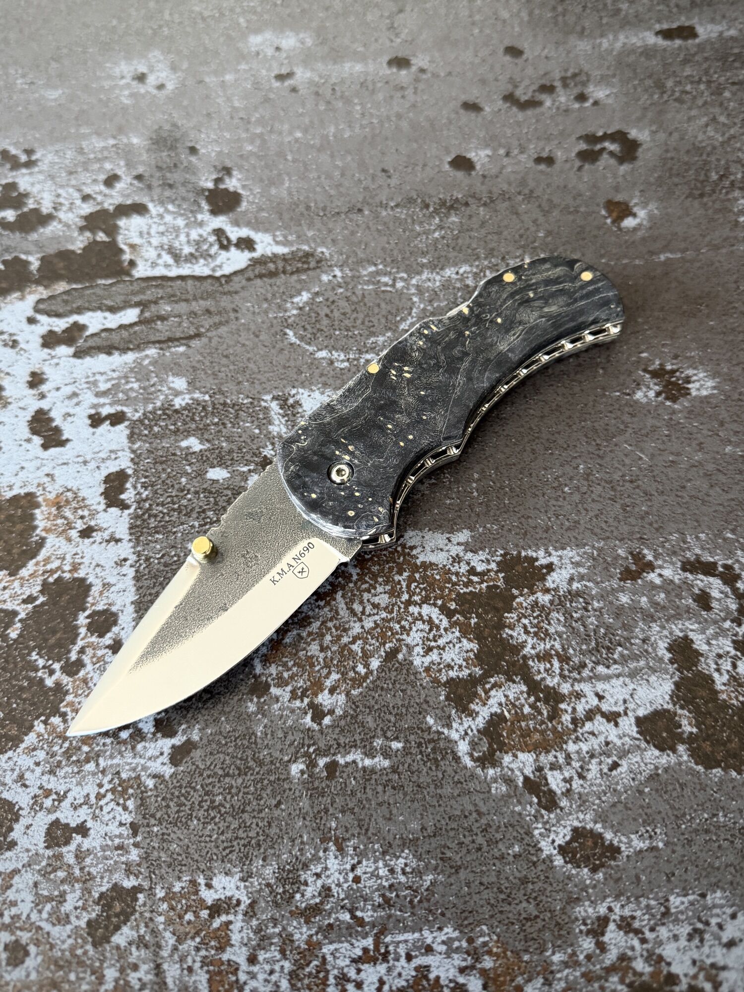TFG | K.M.A. USTA BACKLOCK | Burl | Hand Finished Guilloché - N690 Semi Mirror Polish - Image 2