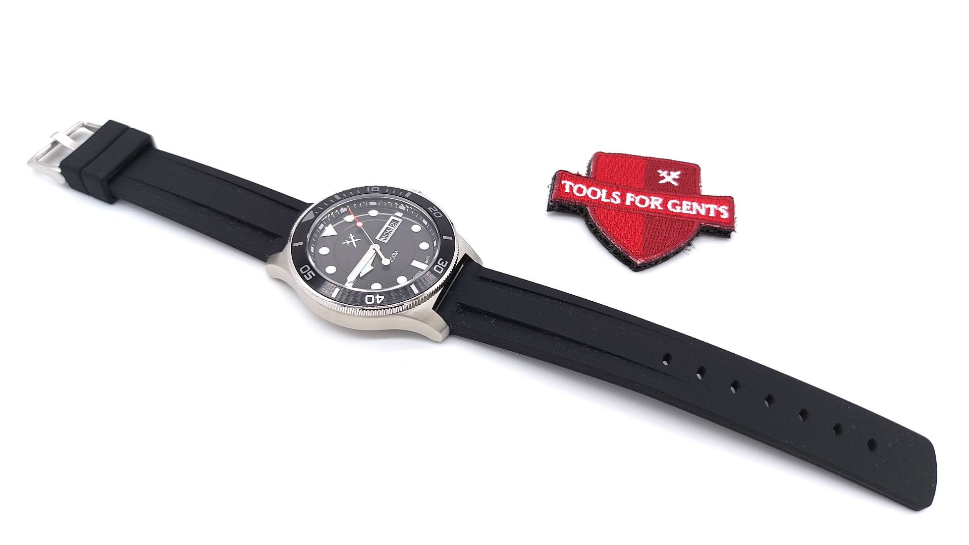 Tools For Gents DIVER 42,5 mm Quarz Sportuhr ETA 955.122 (Schwarz) SWISS MADE (VORFÜHRMODELL) – Bild 11