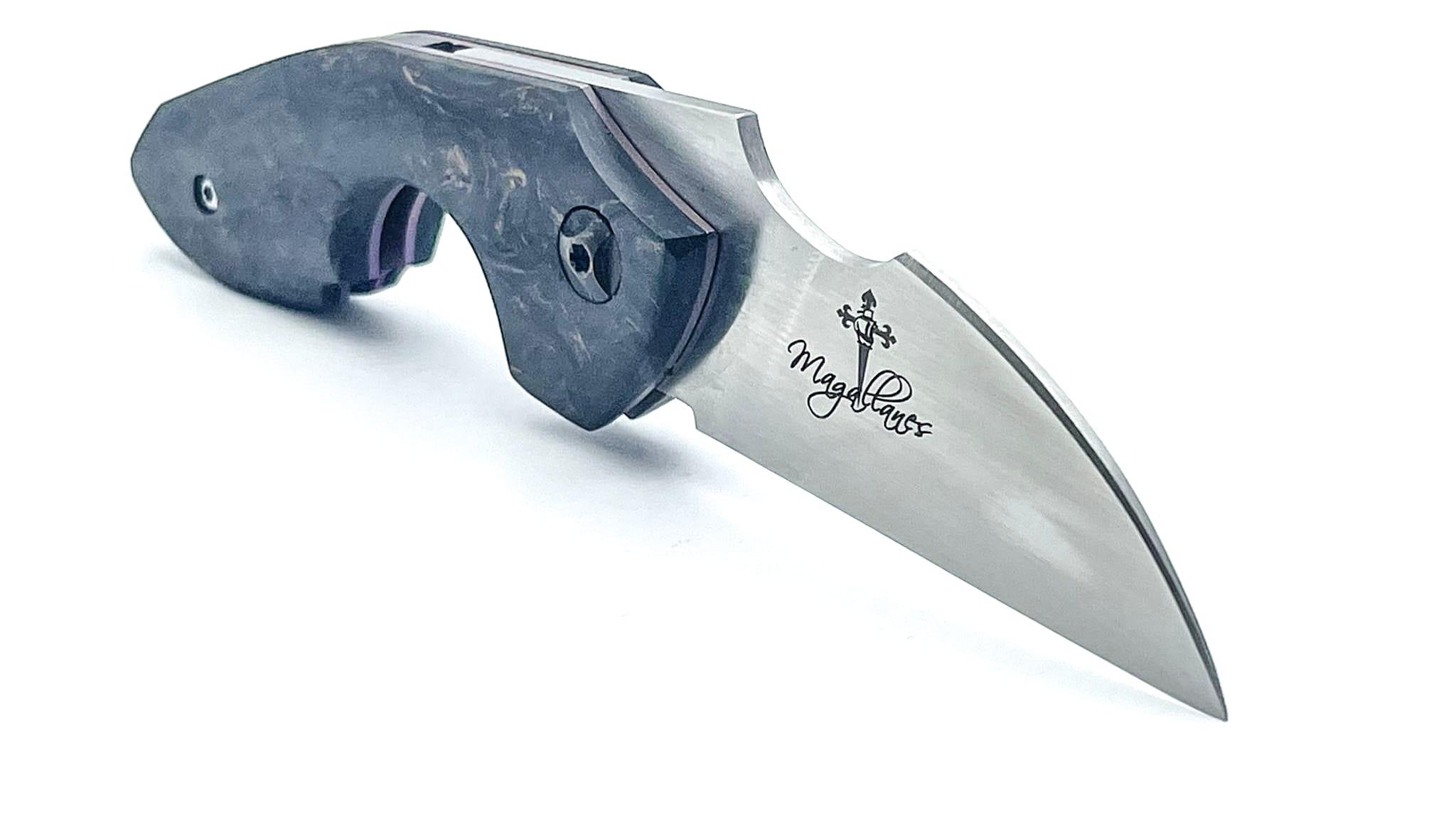 NAVAJAS BARBUDO, Magallanes Cigar Cutter Friction Folder, FATCARBON DARK MATTER COPPER, PINK LINERS / BLACK SCREWS & SPACER, M390, handgemacht FULL CUSTOM / No. 1 – Bild 6