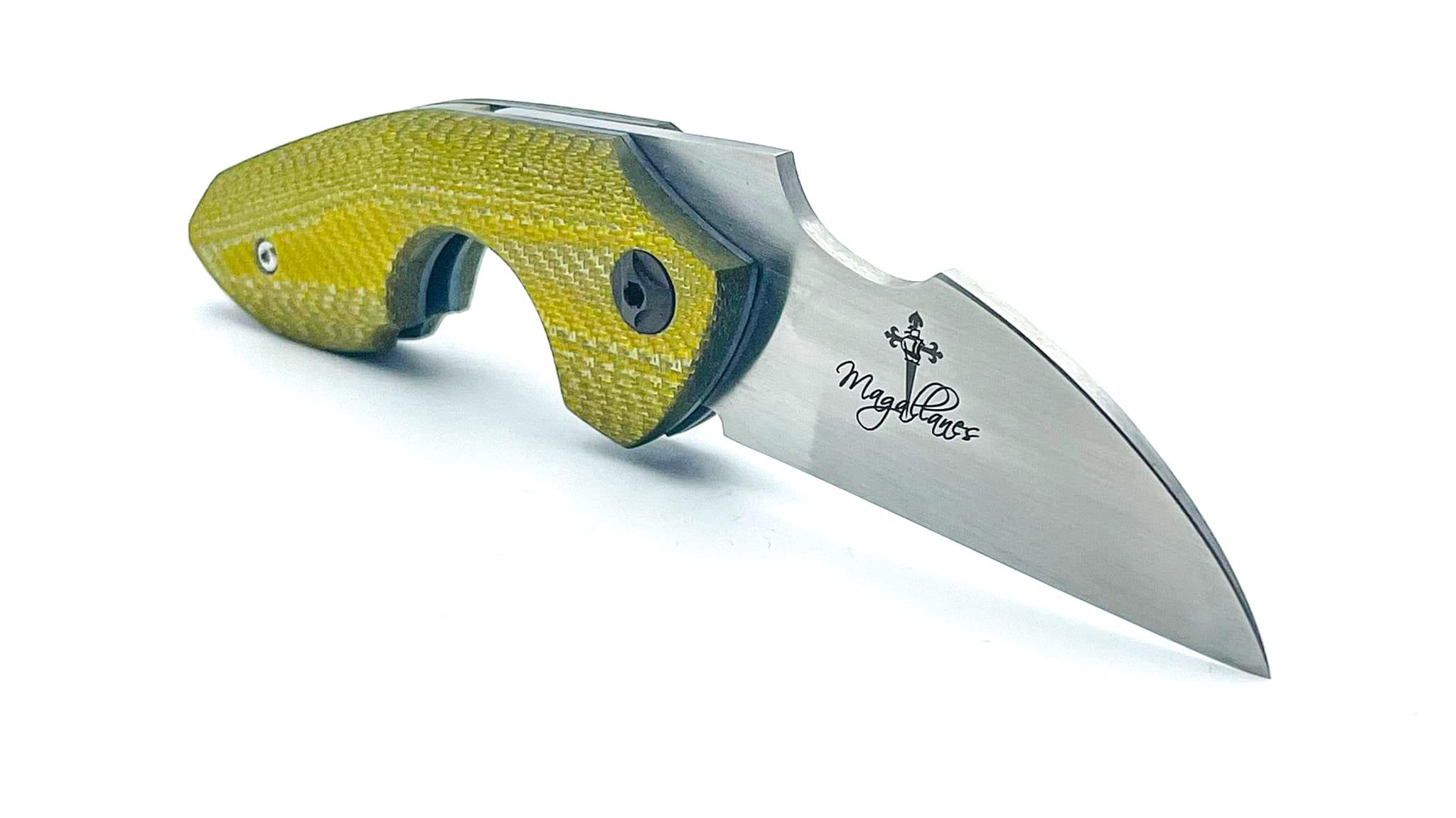 NAVAJAS BARBUDO, Magallanes Cigar Cutter Friction Folder, GELBES TEXALIUM, TITAN LINER & SPACER & SCHRAUBEN, M390, handgemacht FULL CUSTOM / No. 17 – Bild 7