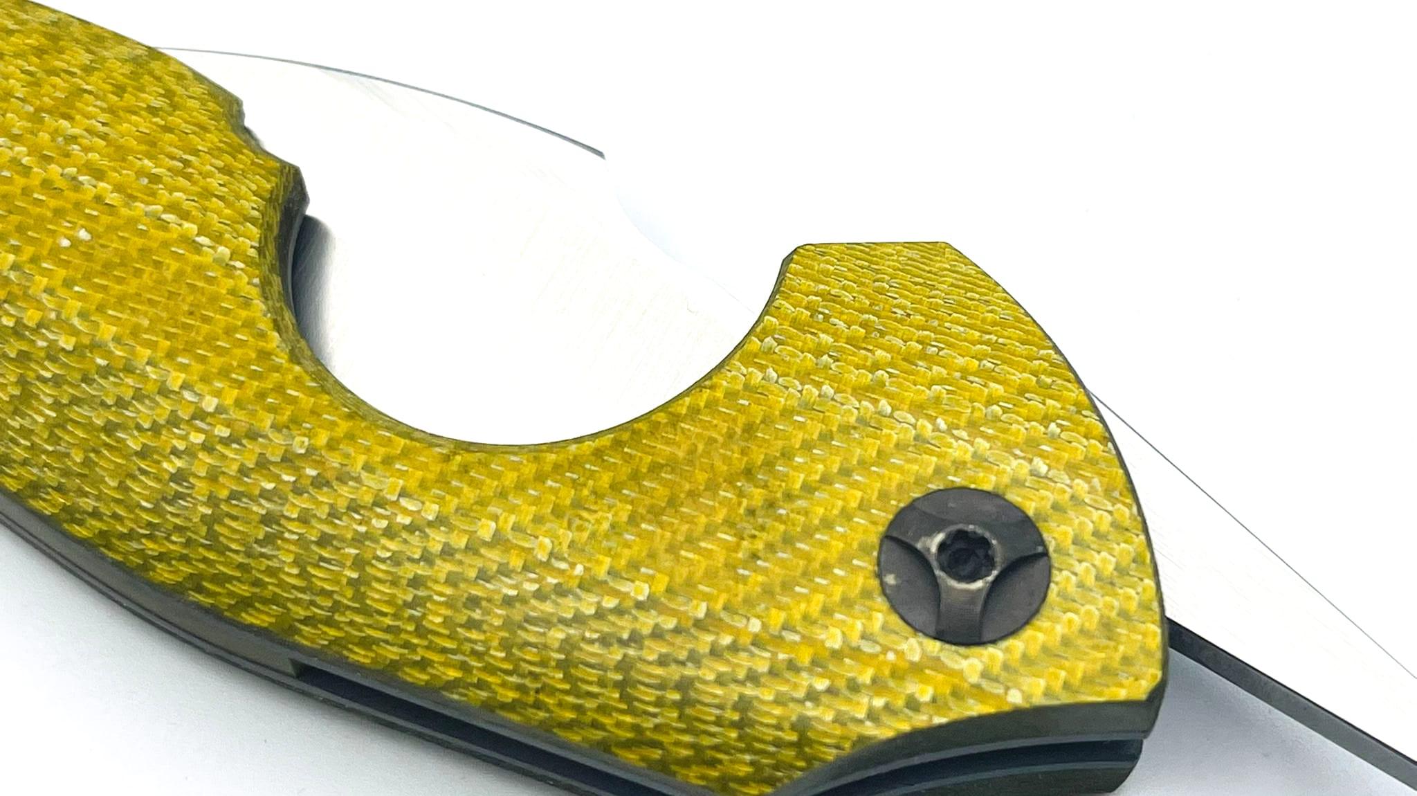NAVAJAS BARBUDO, Magallanes Cigar Cutter Friction Folder, GELBES TEXALIUM, TITAN LINER & SPACER & SCHRAUBEN, M390, handgemacht FULL CUSTOM / No. 17 – Bild 5