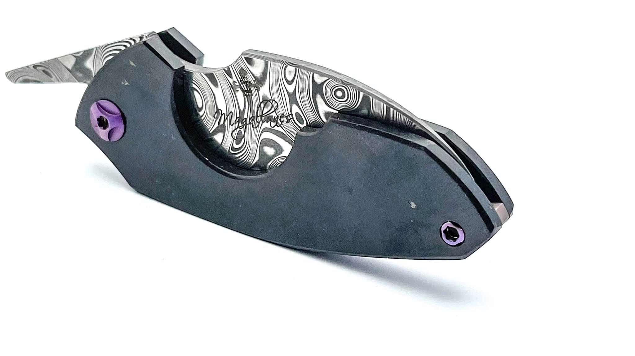 NAVAJAS BARBUDO, Magallanes Cigar Cutter Friction Folder, DAMASTEEL , TITAN, PINKE SCHRAUBEN & SPACER, handgemacht FULL CUSTOM / No. 29 – Bild 9