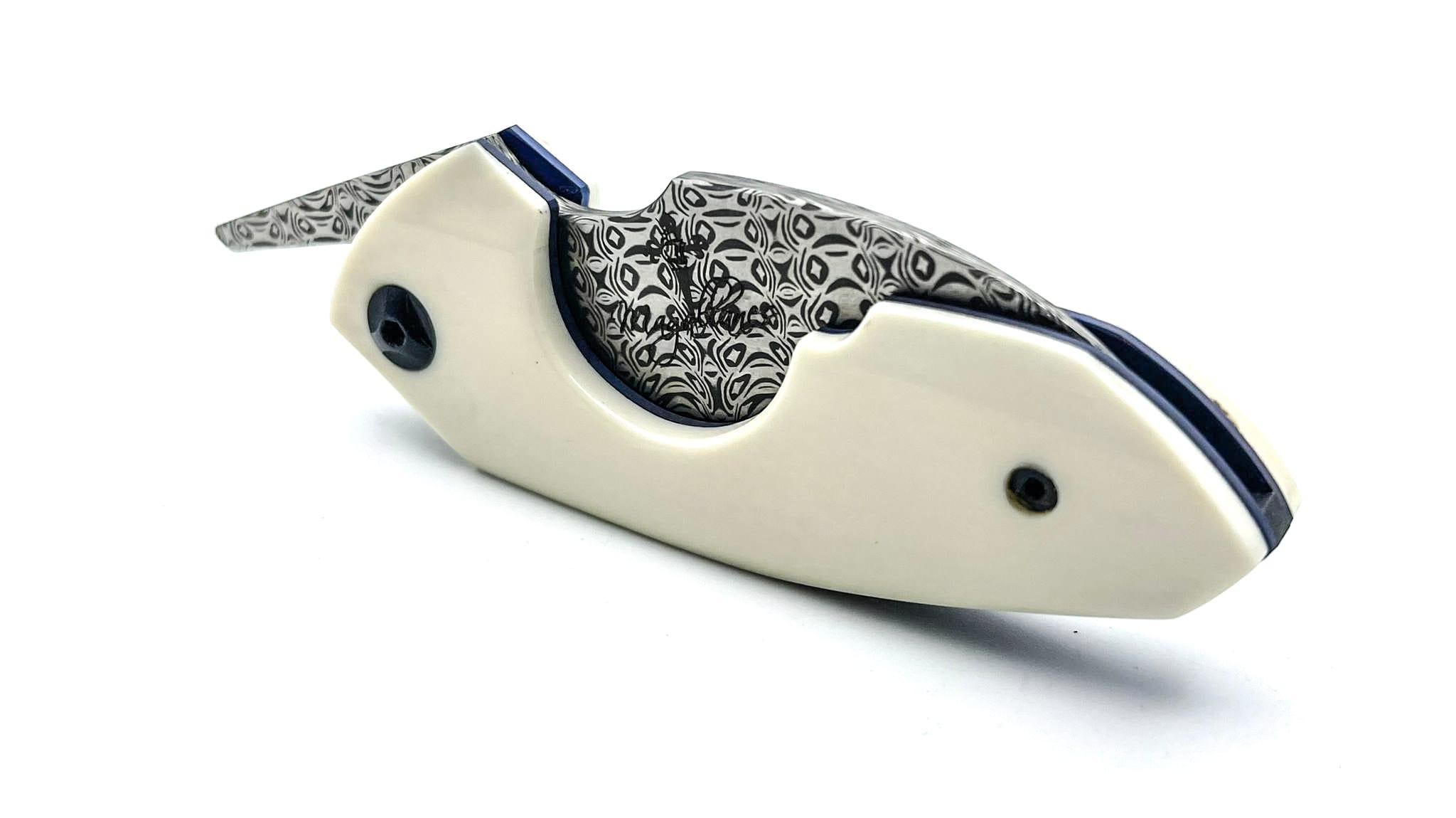 NAVAJAS BARBUDO, Magallanes Cigar Cutter Friction Folder / DAMASTEEL NIDHOGG / WALROSS / SCHWARZE SCHRAUBEN-LINER-SPACER / handgemacht FULL CUSTOM / No. 35 – Bild 7