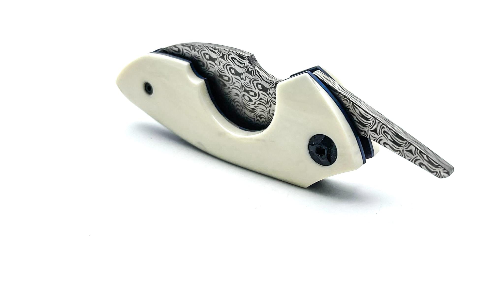 NAVAJAS BARBUDO, Magallanes Cigar Cutter Friction Folder / DAMASTEEL NIDHOGG / WALROSS / SCHWARZE SCHRAUBEN-LINER-SPACER / handgemacht FULL CUSTOM / No. 35 – Bild 5
