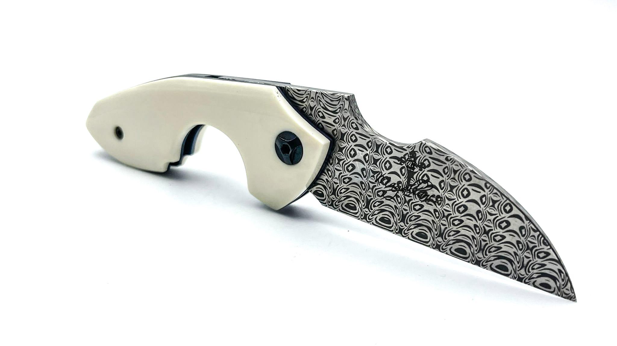 NAVAJAS BARBUDO, Magallanes Cigar Cutter Friction Folder / DAMASTEEL NIDHOGG / WALROSS / SCHWARZE SCHRAUBEN-LINER-SPACER / handgemacht FULL CUSTOM / No. 35 – Bild 4