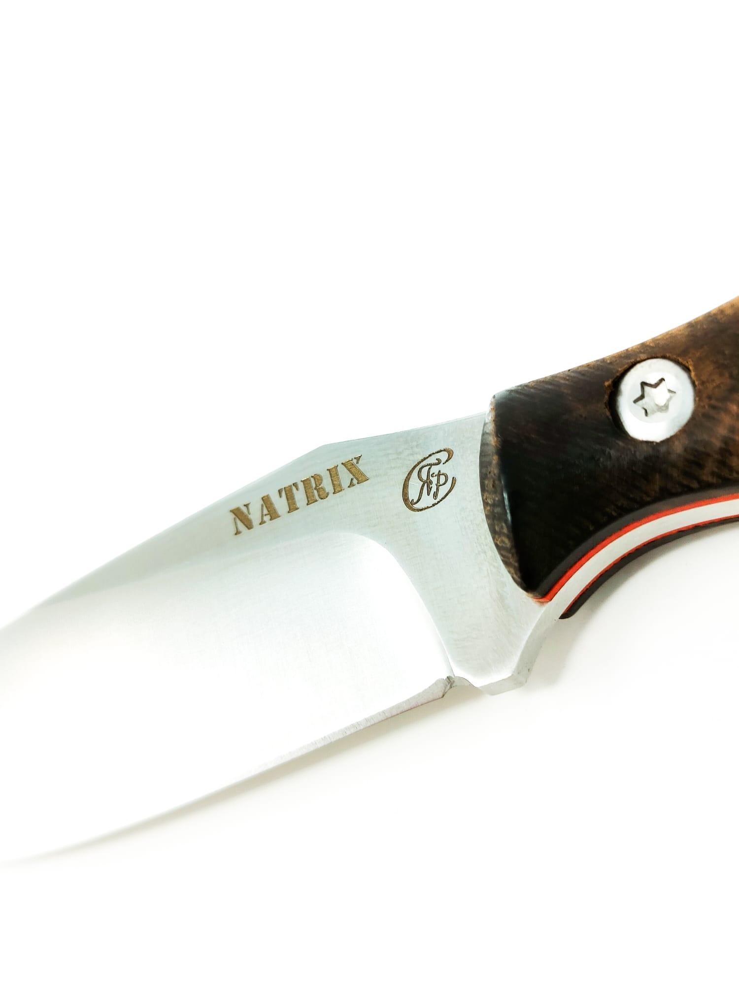 JARS "NATRIX" - N690 Stahl gebürstet - Matthias Busch "Jackknife" Design - Full Tang Ebenholz Griff - inkl. Kydexscheide mit Dangler-Adapter + Tek-Lok – Bild 8