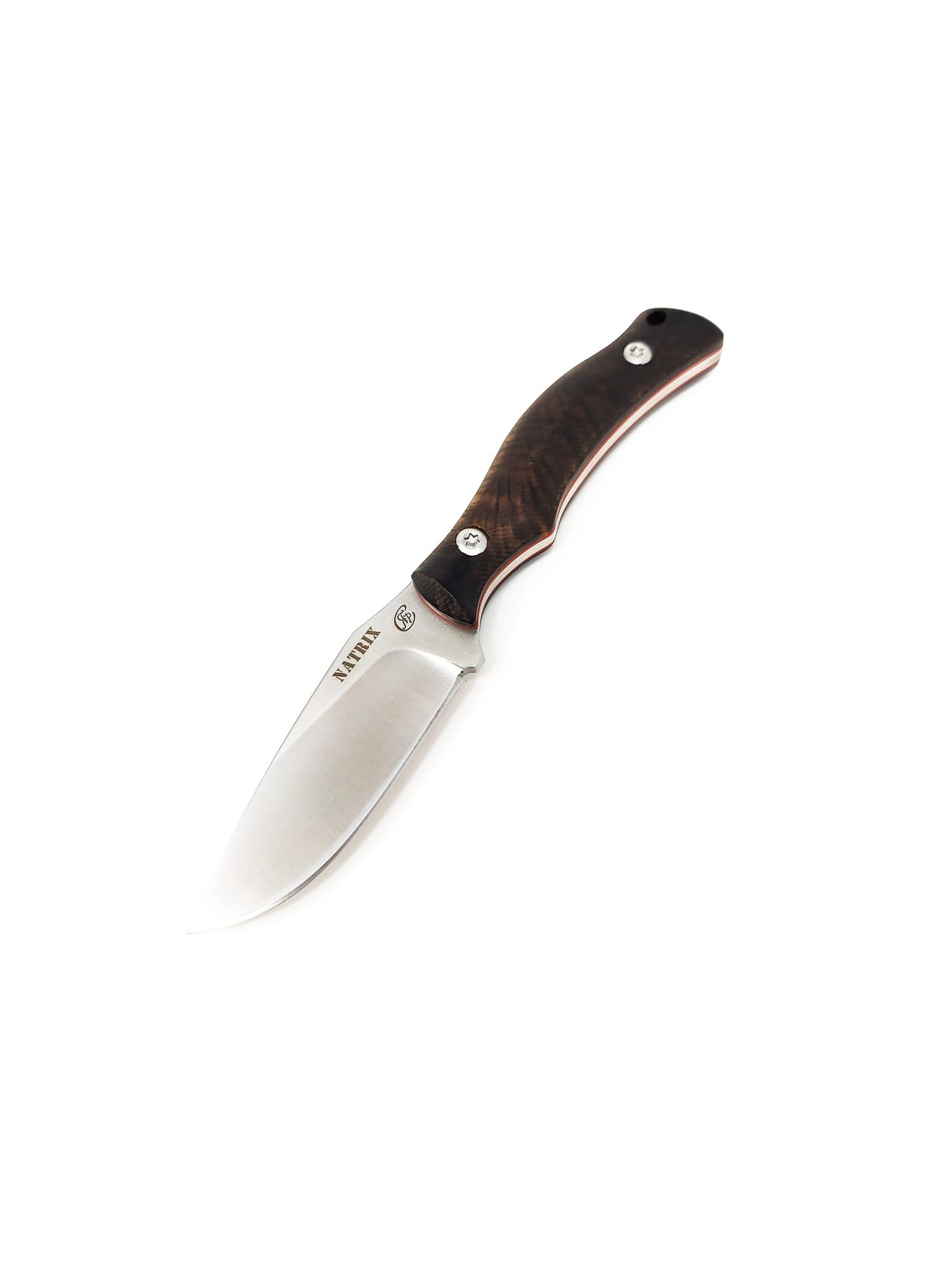 JARS "NATRIX" - N690 Stahl gebürstet - Matthias Busch "Jackknife" Design - Full Tang Ebenholz Griff - inkl. Kydexscheide mit Dangler-Adapter + Tek-Lok – Bild 5