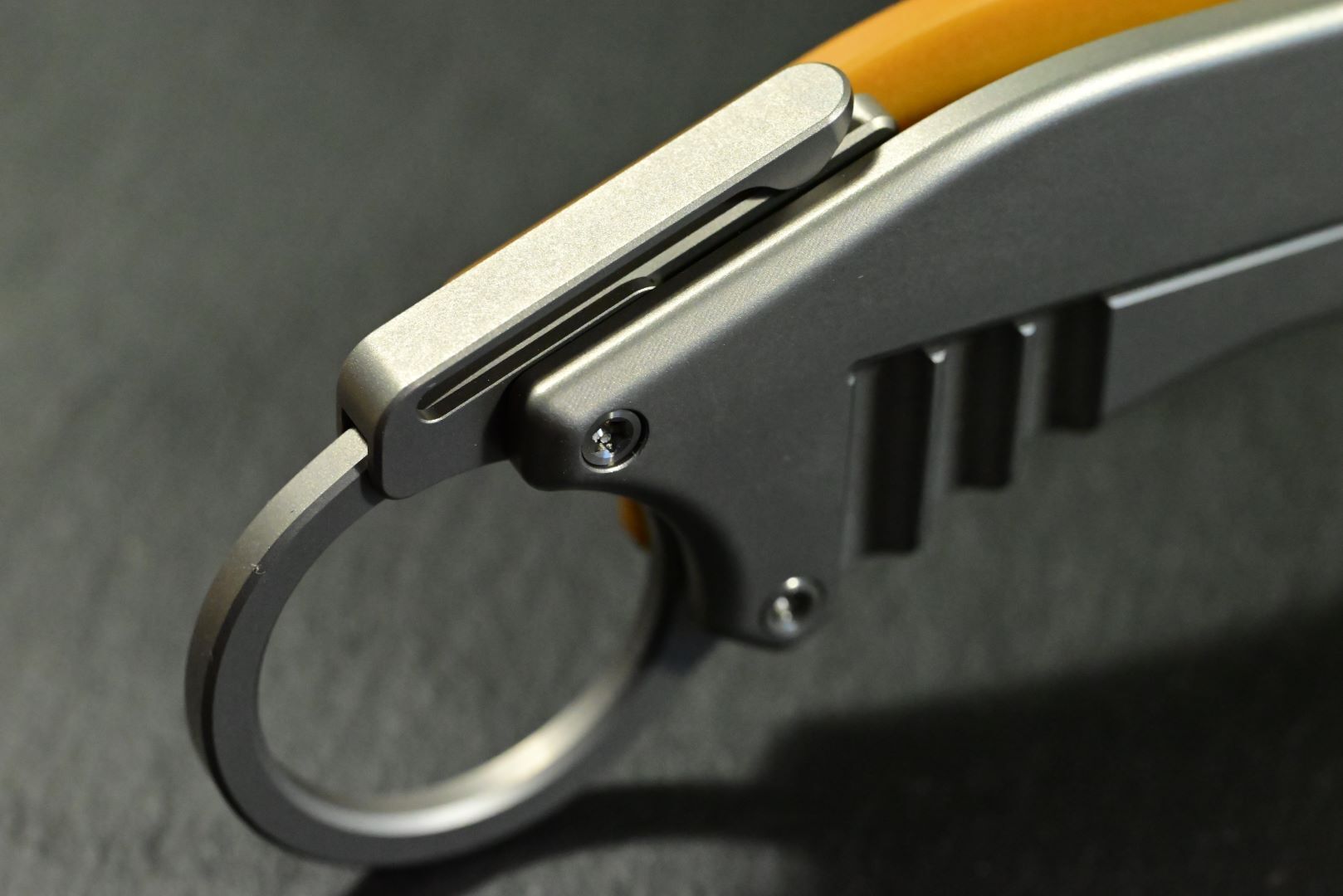 Mechforce & Jon Graham " Ringed Rhino Flipper" M390, Titan, Butterscotch Micarta - Image 10