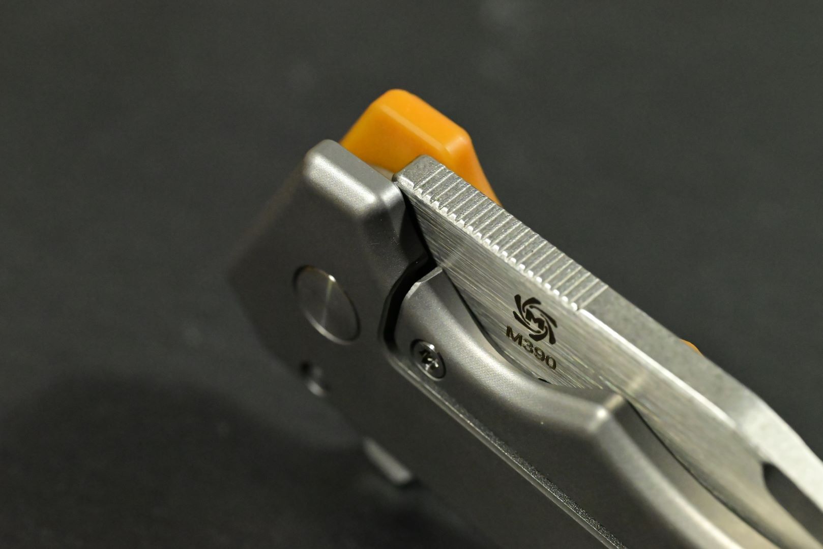 Mechforce & Jon Graham " Ringed Rhino Flipper" M390, Titan, Butterscotch Micarta - Image 11