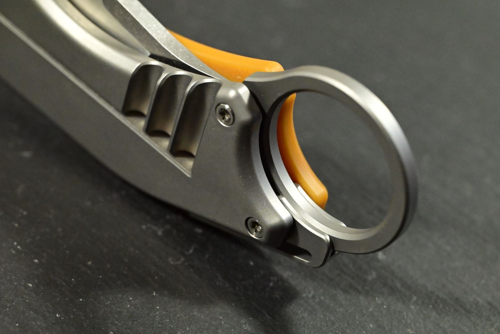 Mechforce & Jon Graham " Ringed Rhino Flipper" M390, Titan, Butterscotch Micarta - Image 12