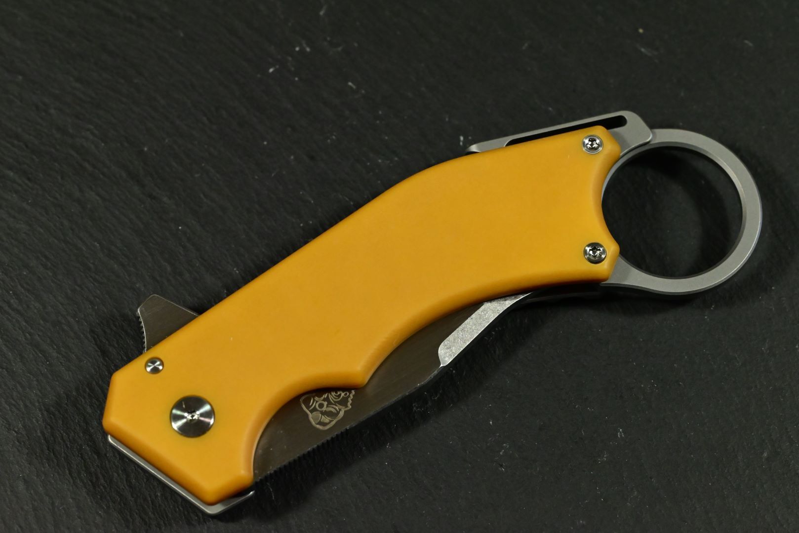 Mechforce & Jon Graham " Ringed Rhino Flipper" M390, Titan, Butterscotch Micarta - Image 13