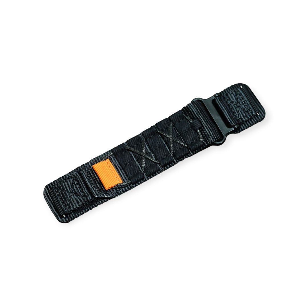 Uhrenarmband (M), Nylon, Schwarz, Sport, Quickrelease, Klett, 20 mm