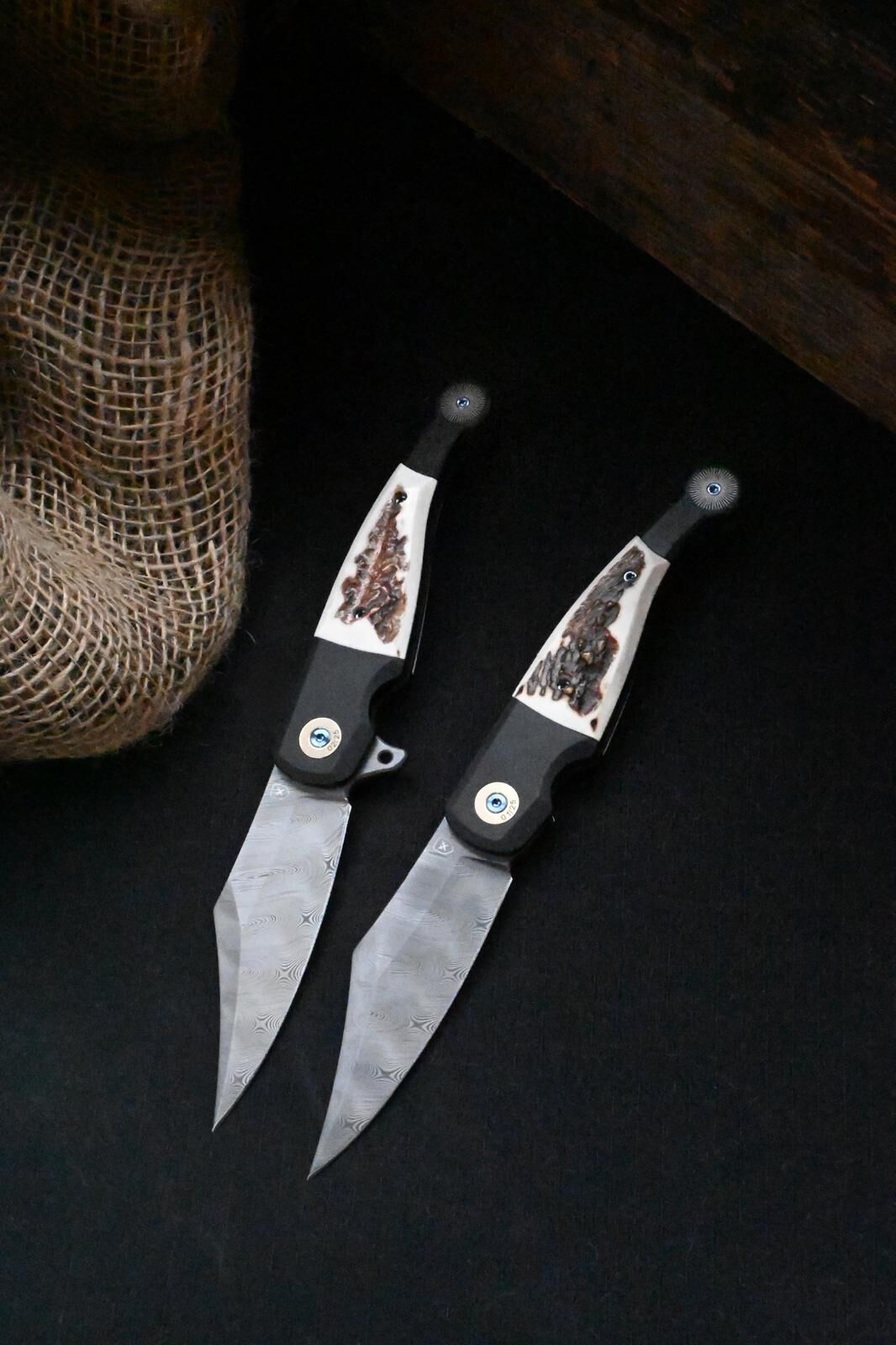 FOX Knives GVP "Gitano" Gen 2 / Damasteel Bjorkmans Twist / Titan PVD Hirschhorn-Inlay (ohne Flipper) – Bild 13