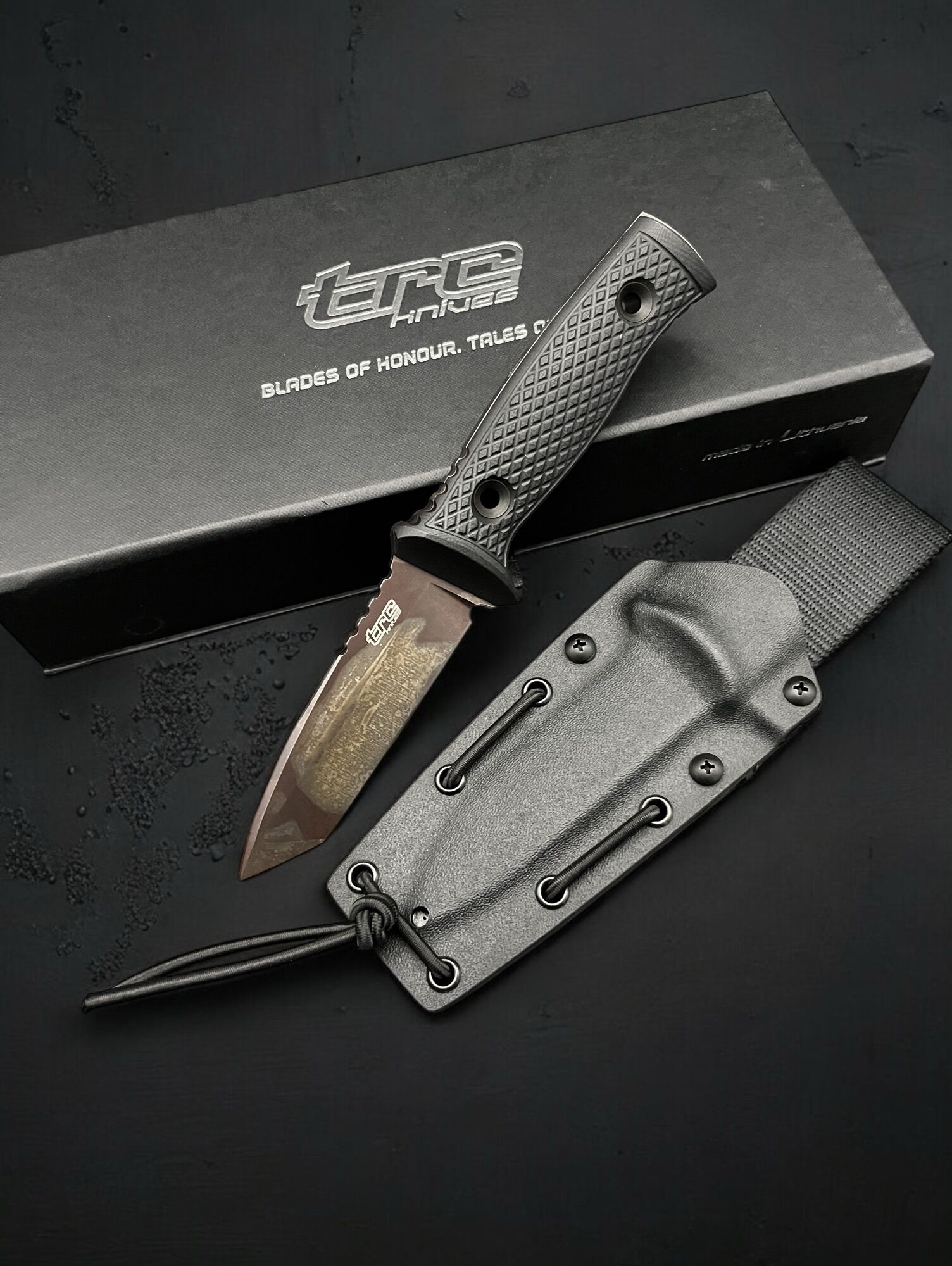 TRC KNIVES | M-1XT | TANTO, Elmax, Post-Apo.F., Black G-10 & KYDEX - Image 11