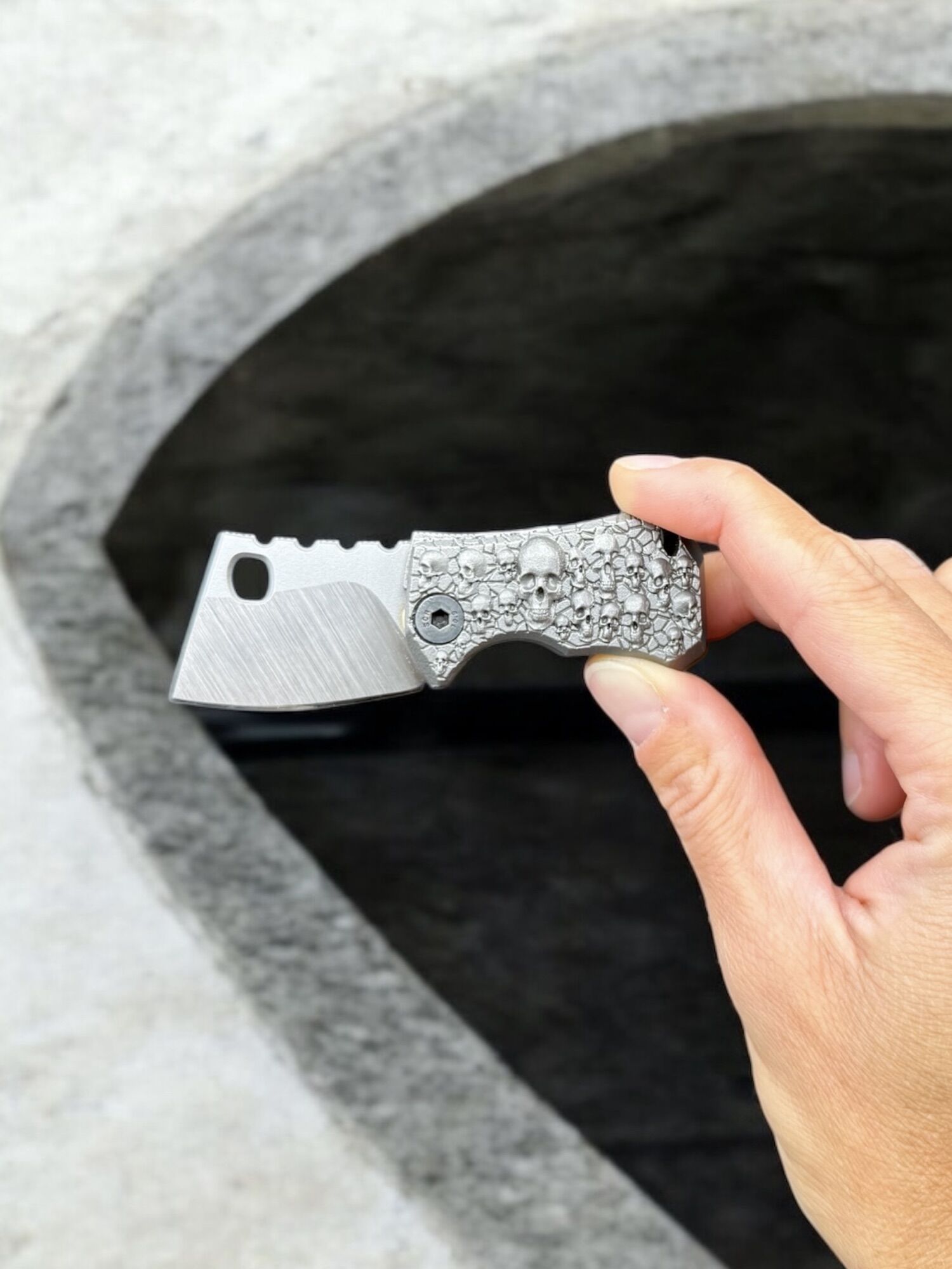 Midgards-Messer Shorty 3 D Titan printed Slipjoint "doppelter crane force" D2 satiniert – Bild 2