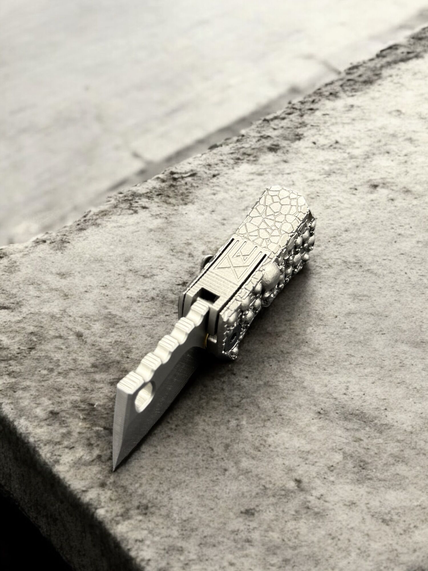 Midgards-Messer Shorty 3 D Titan printed Slipjoint "doppelter crane force" D2 satiniert – Bild 3