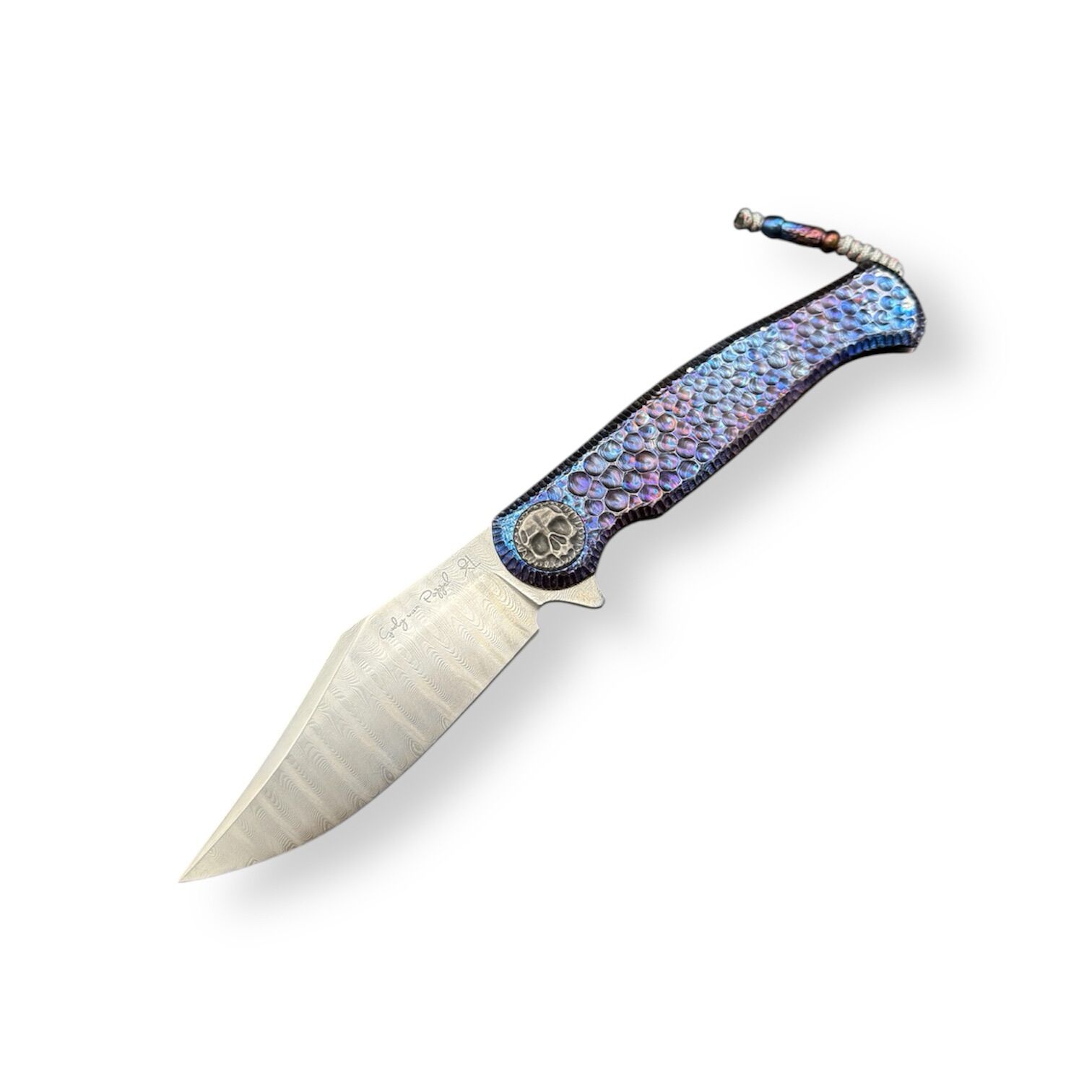 Gudy van Poppel Custom | Eastbull Lion | Damaststeel - Titan/ Timascus, Framelock Flipper