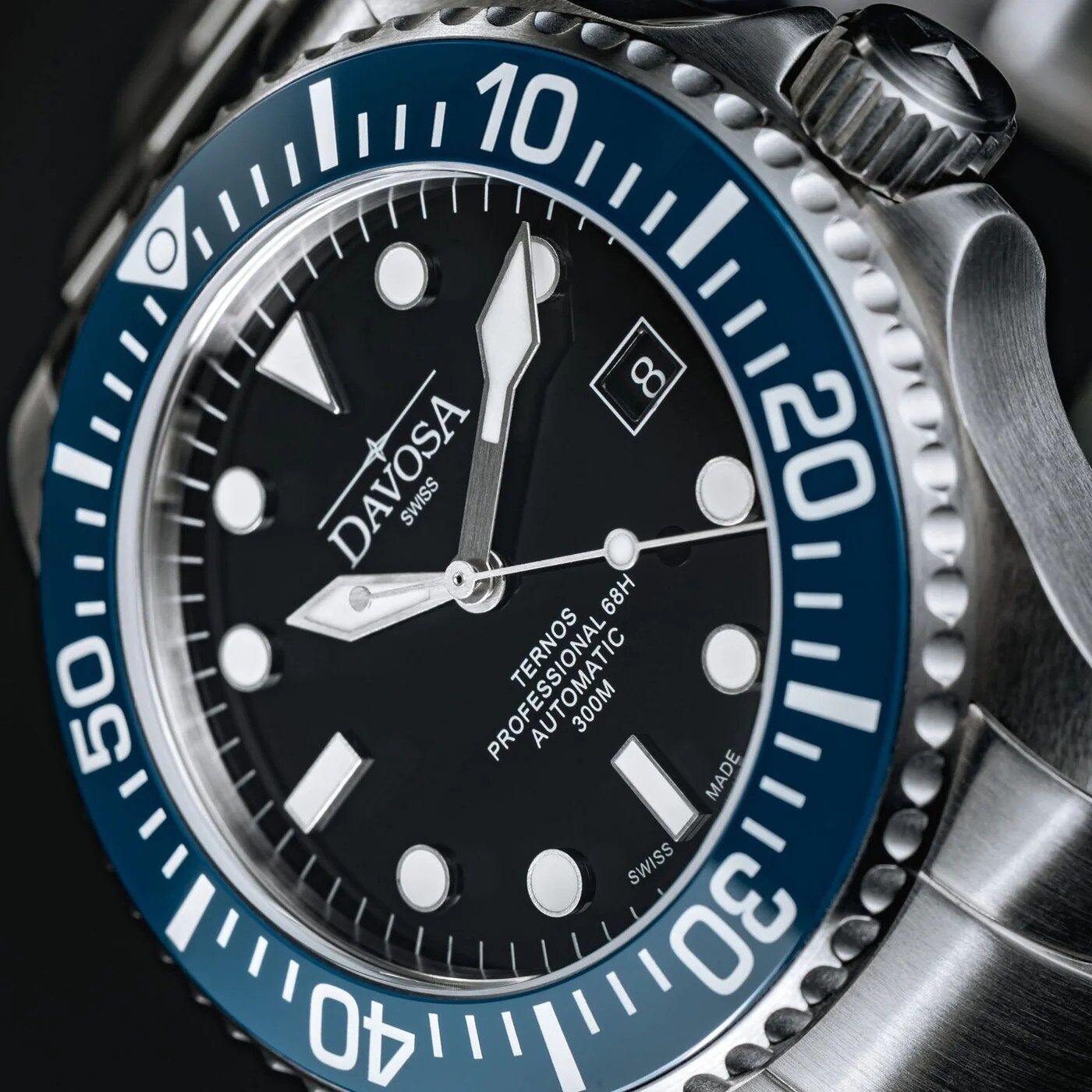 Davosa Swiss Watches - Ternos Professional 68h La Joux-Perret (Black/Blue) - Ref: 161.538.40 - Image 7