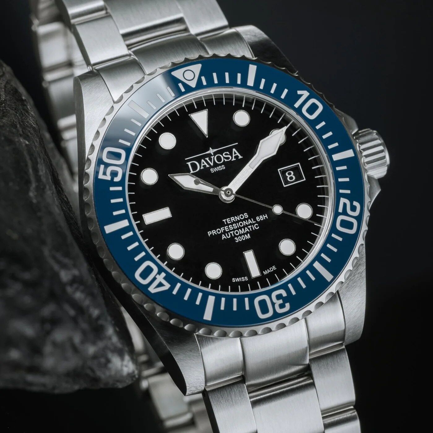 Davosa Swiss Watches - Ternos Professional 68h La Joux-Perret (Black/Blue) - Ref: 161.538.40 - Image 6