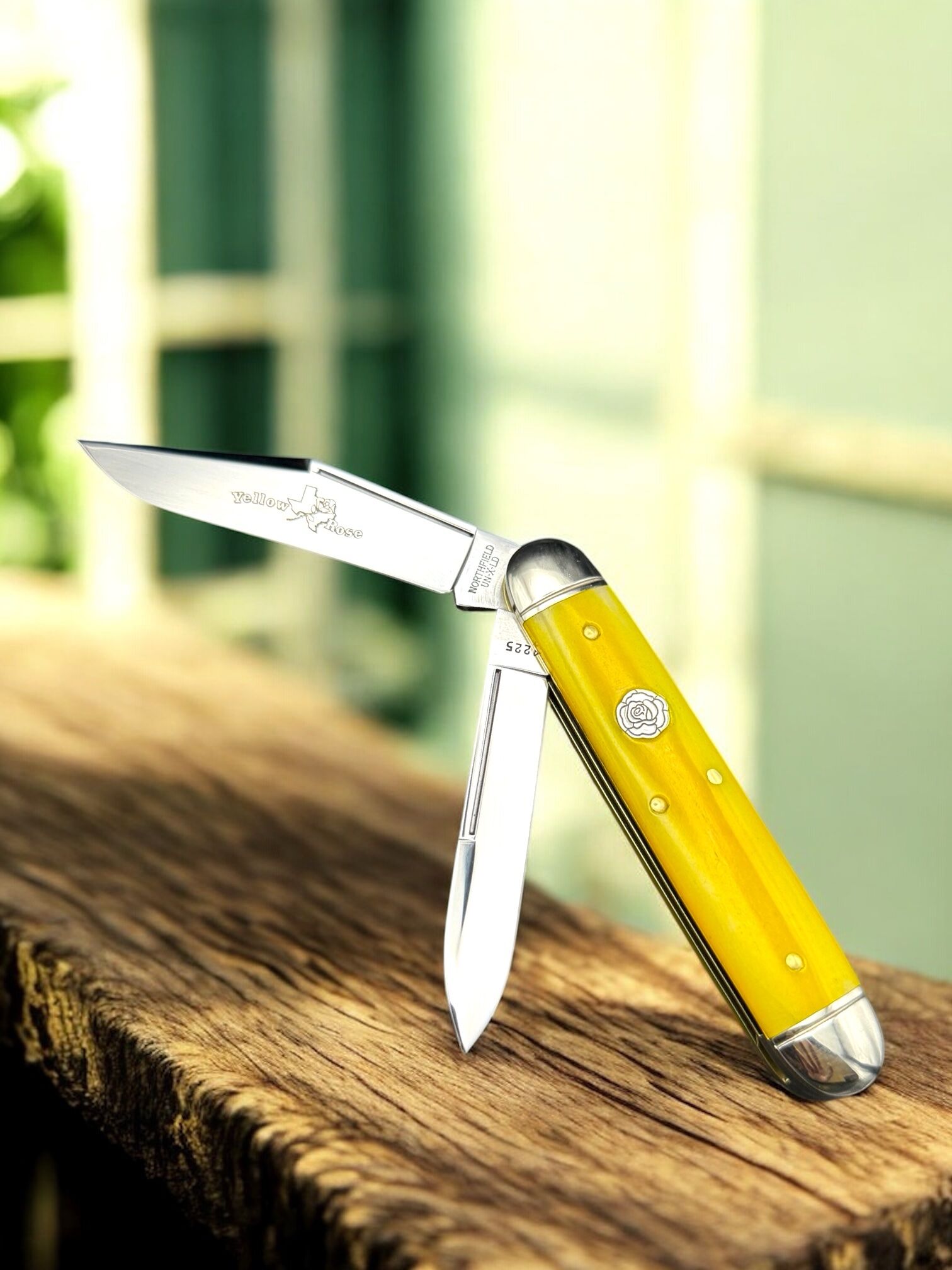 Great Eastern Cutlery GEC #541225 - Tidioute Cutlery 1095 Carbon Steel Jumbo Stockpen Jack Smooth Yellow Rose Bone – Bild 2