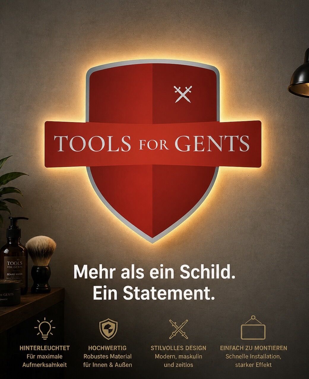 TOOLS FOR GENTS - LED Wandschild im Wappen-Design – Bild 5