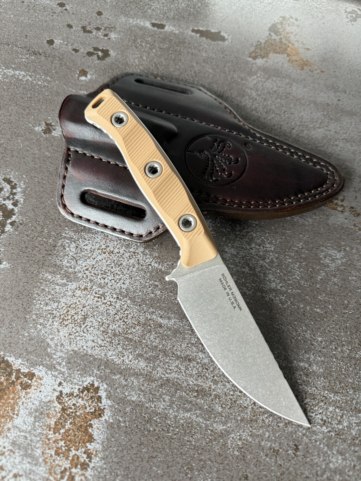 Microtech | AKRIS | Stonewash Standard G-10 Dark Earth & Dark Chocolate Leather Sheath - Image 3