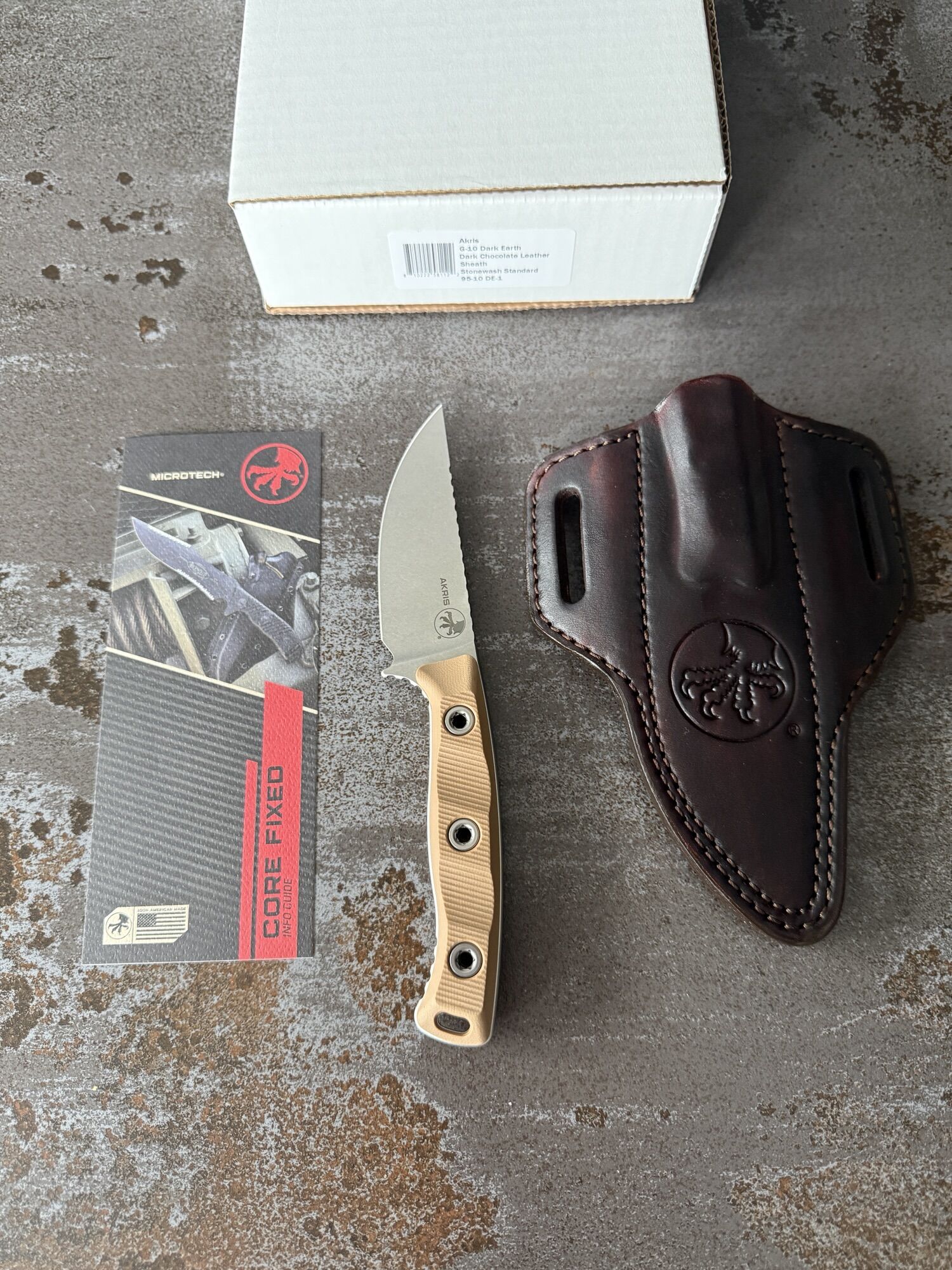 Microtech | AKRIS | Stonewash Standard G-10 Dark Earth & Dark Chocolate Leather Sheath - Image 5