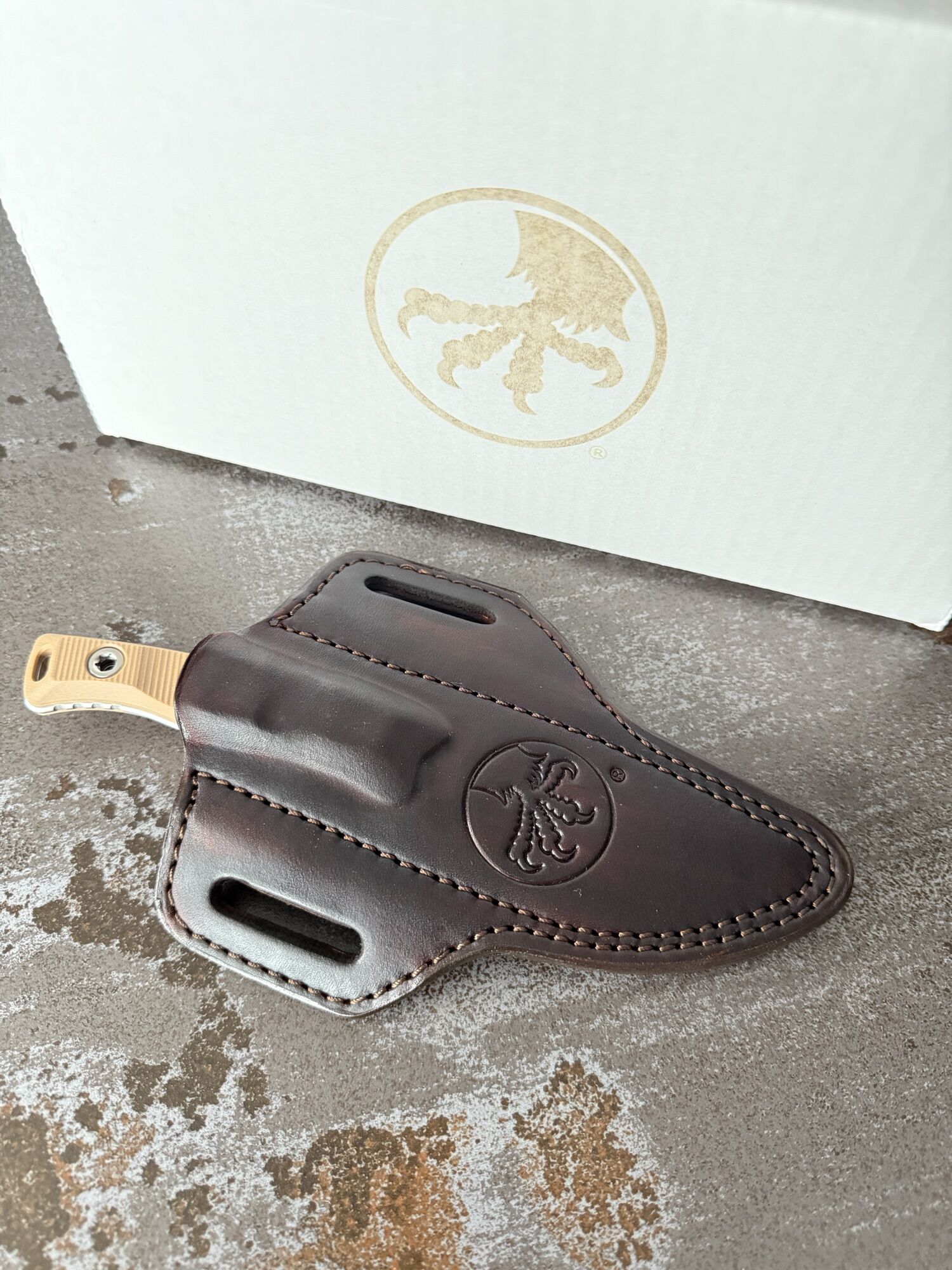 Microtech | AKRIS | Stonewash Standard G-10 Dark Earth & Dark Chocolate Leather Sheath - Image 4