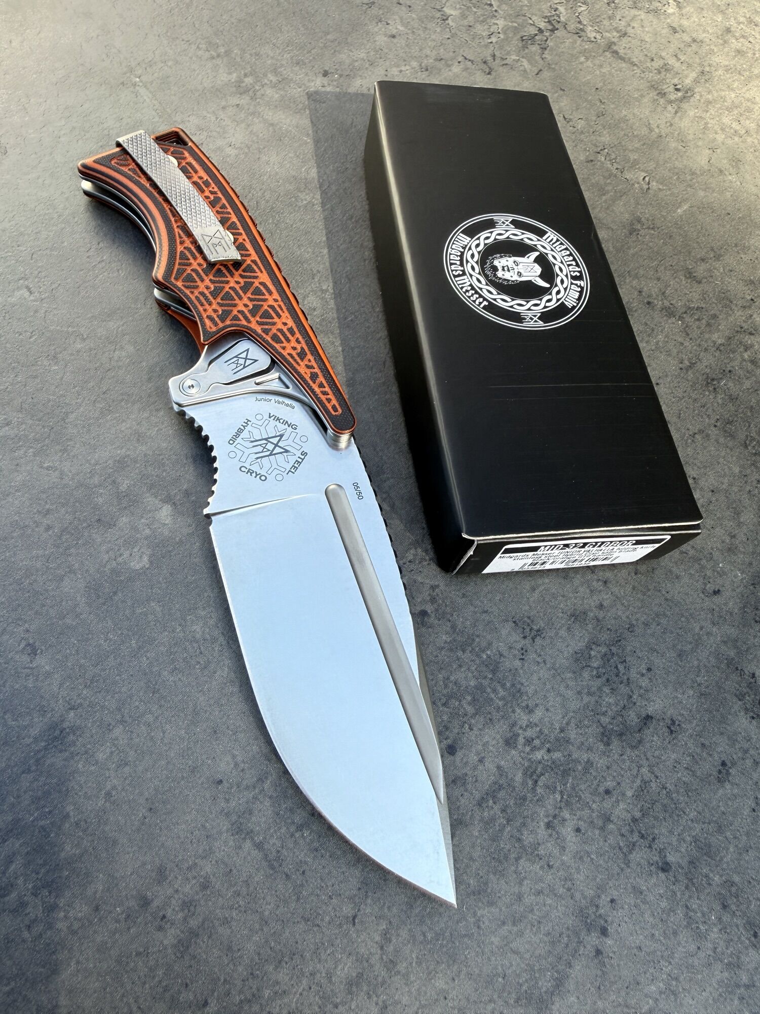 Midgards-Messer | JUNIOR VALHALLA | G10 Schwarz/Orange & Hybrid Cryo - Limitiert xx/50 - VORBESTELLUNG – Bild 5