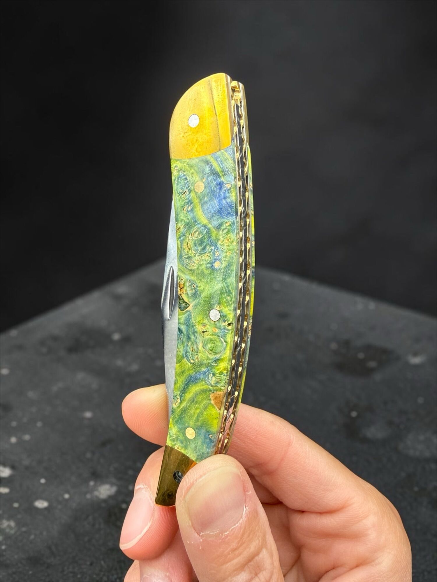 TFG | K.M.A. MASTER WORK Ince | Inlay – Burl | Hand Finished Guilloché - Slipjoint N690 Semi Mirror Polish - Image 10