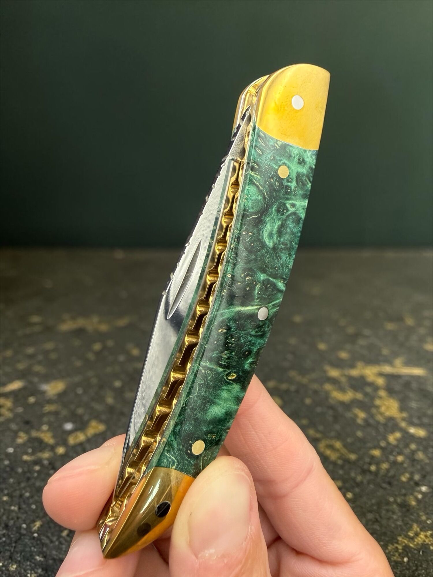 TFG | K.M.A. MASTER WORK Ince | Inlay – Burl | Hand Finished Guilloché - Slipjoint N690 Semi Mirror Polish - Image 16