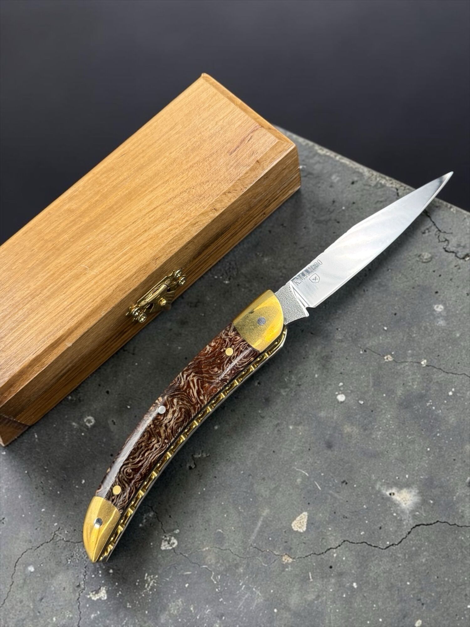 TFG | K.M.A. MASTER WORK Ince | Inlay – Burl | Hand Finished Guilloché - Slipjoint N690 Semi Mirror Polish - Image 14