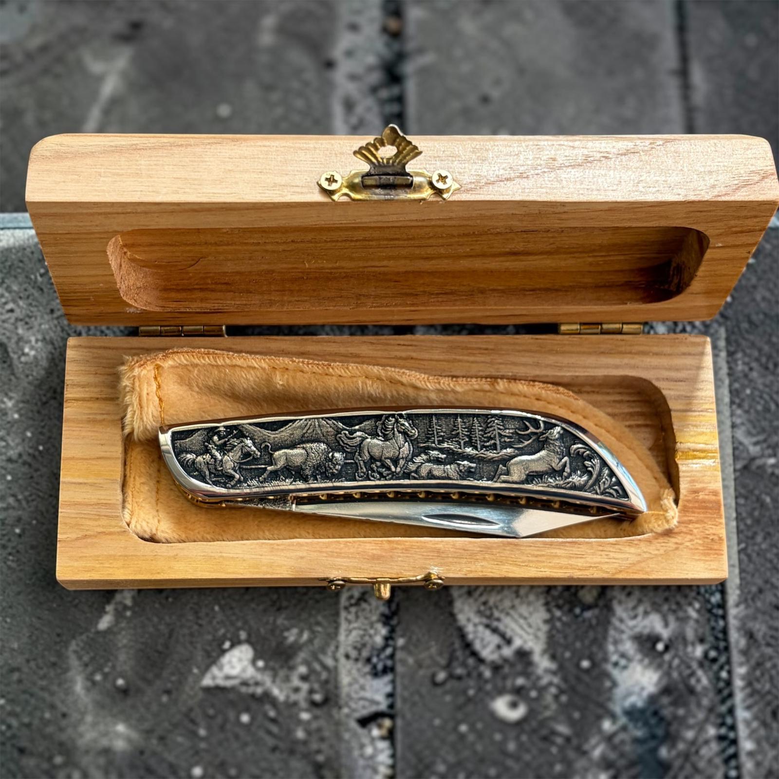 TFG | K.M.A MASTER WORK Hunt Silver | Hand Finished Guilloché - Slipjoint N690 Semi Mirror Polish - gravierter Griff – Bild 5