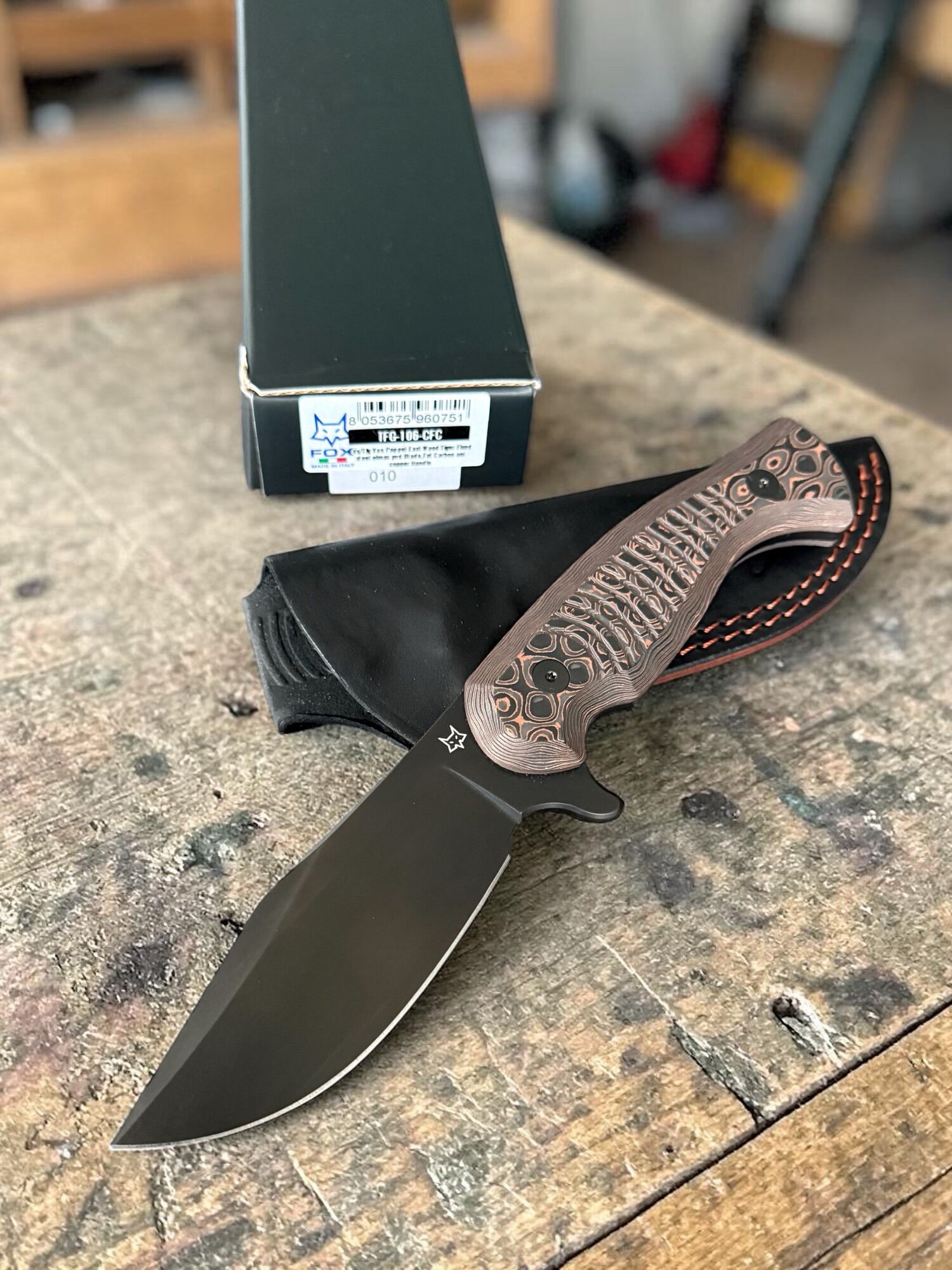 Fox Knives | EASTWOOD TIGER | Fixed - Elmax PVD / Fat Carbon (Uni Cooper) XX/12 LIMITED TFG EDITION - GvP Design - Image 6