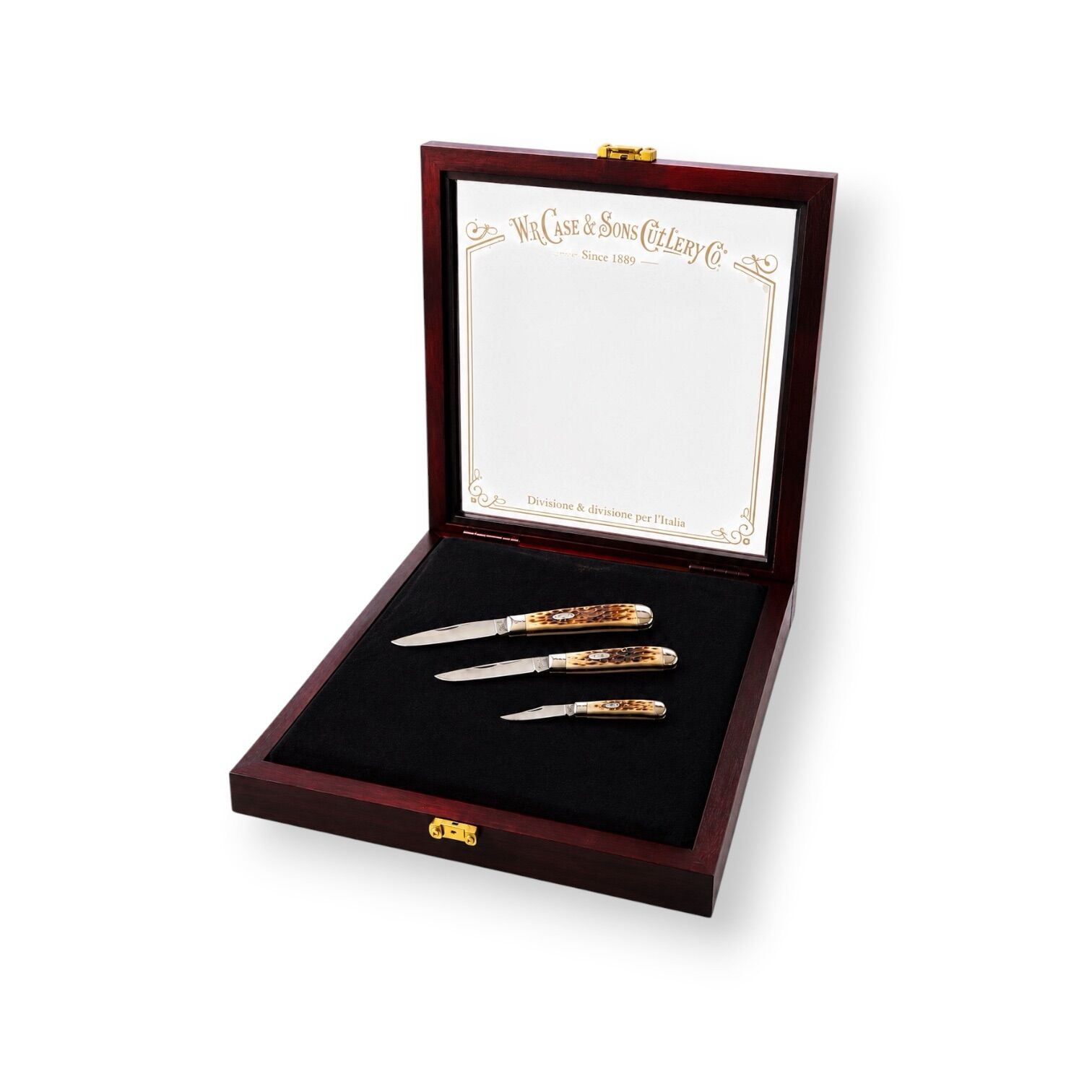 CASE KNIVES | Trapper collector’s set with wooden display case | Amber Bone - xx/100