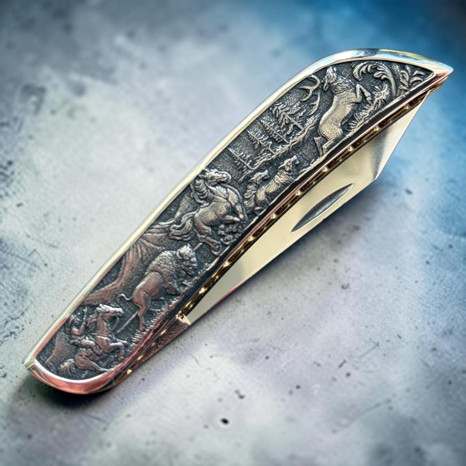 TFG | K.M.A MASTER WORK Hunt Silver | Hand-finished guilloché – slipjoint N690 semi-mirror polish – engraved handle - Image 4
