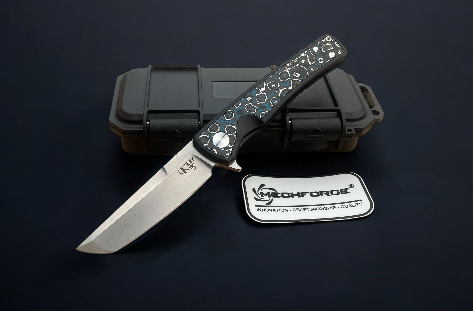 Mechforce Kilby Shard Black Titanium Integral Handle w/ Frost Fat Carbon Inlays & Stonewash M390 – Bild 10