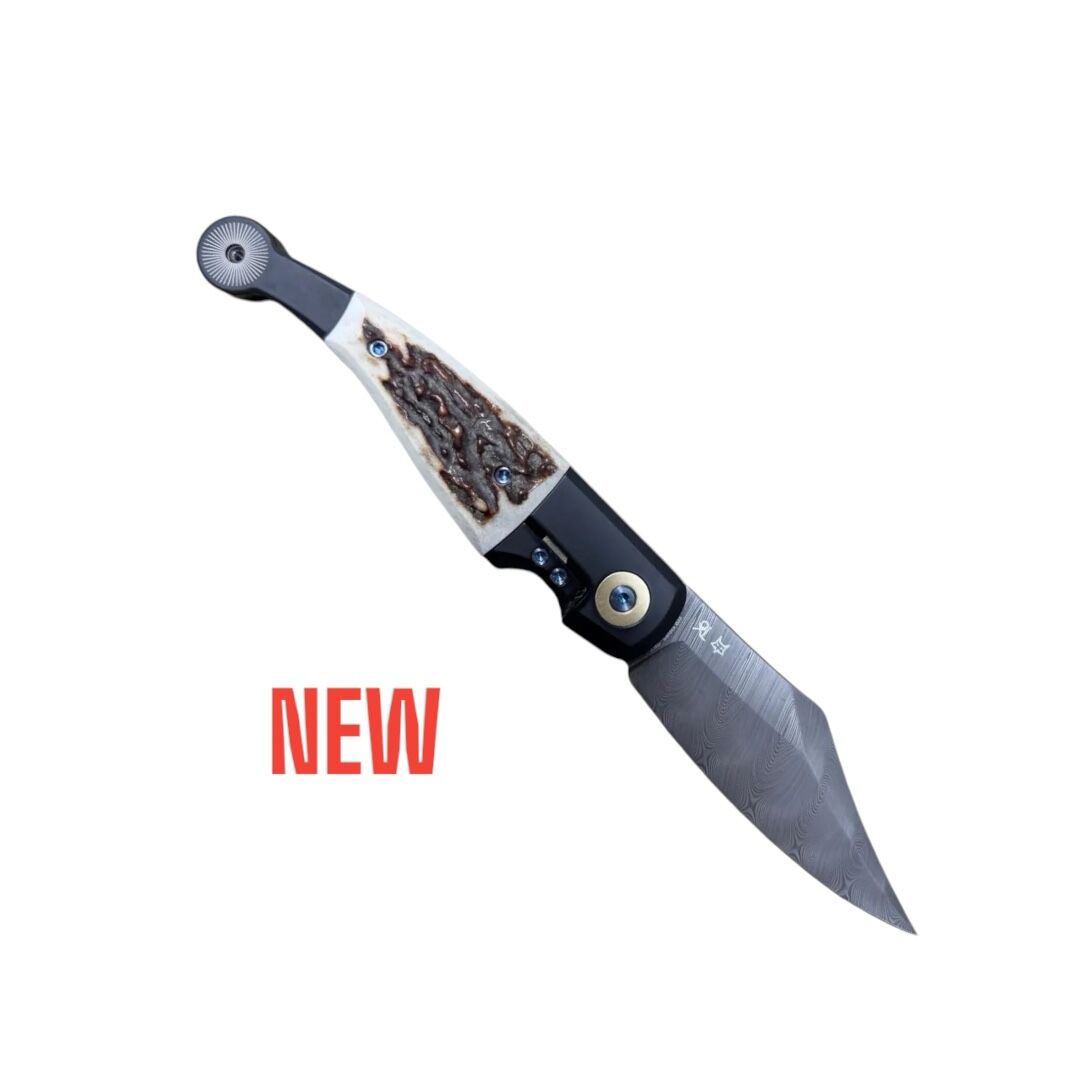 FOX Knives GVP "Gitano" Gen 2 / Damasteel Bjorkmans Twist / Titan PVD Hirschhorn-Inlay (ohne Flipper)